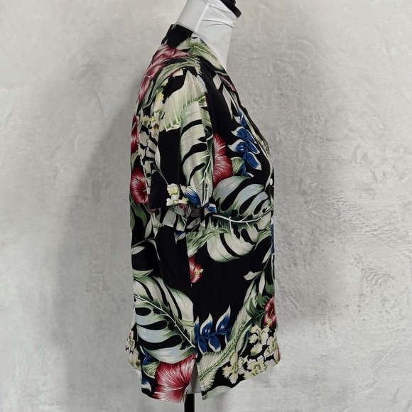 Vintage Bill Blass 100% Pure Silk Hawaiian Button Down Shirt Size M Hibiscus 90s - Picture 4 of 13
